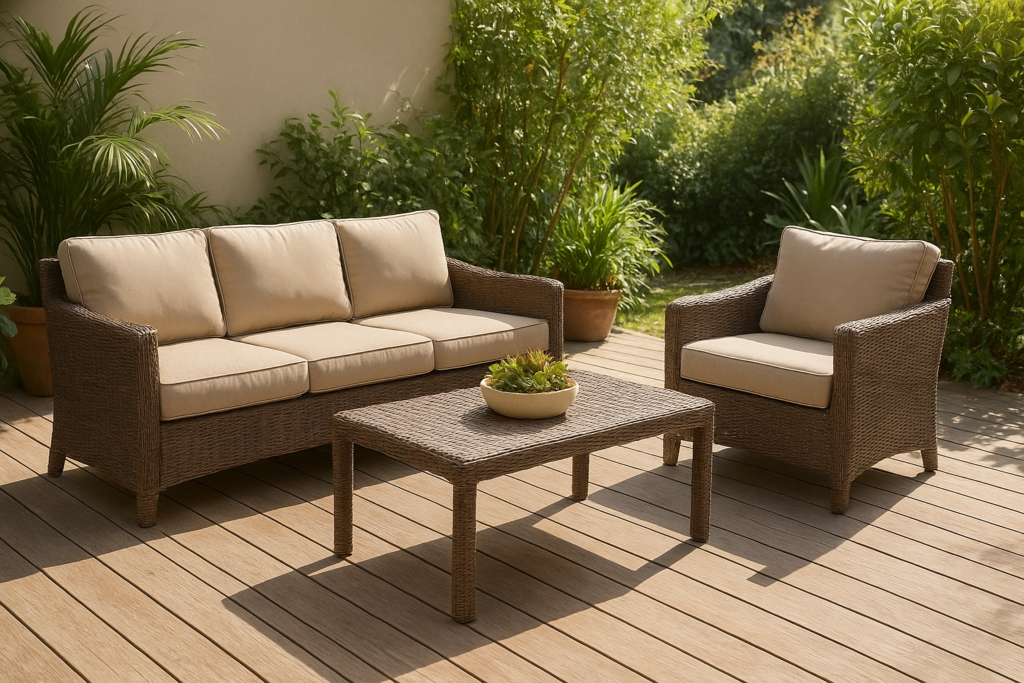 Entretien salon de jardin en résine tressée : le guide facile