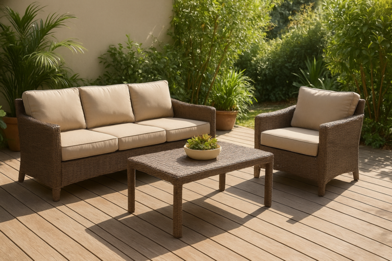 Entretien salon de jardin en résine tressée : le guide facile
